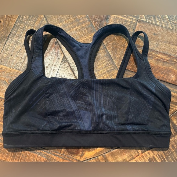 Lululemon Black and blue printed  Racerback Sports Bra - Picture 1 of 12